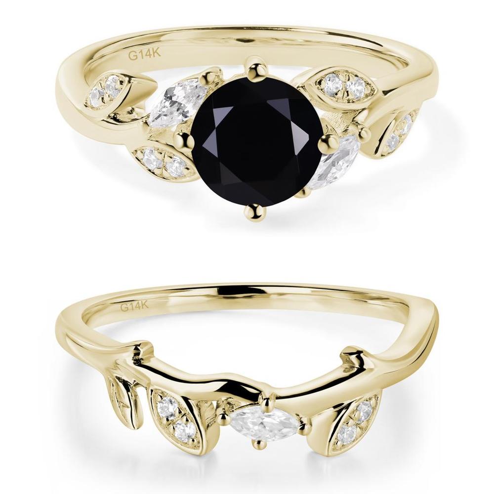 Vine Leaf Black Spinel Engagement Ring - LUO Jewelry #metal_xxxxx