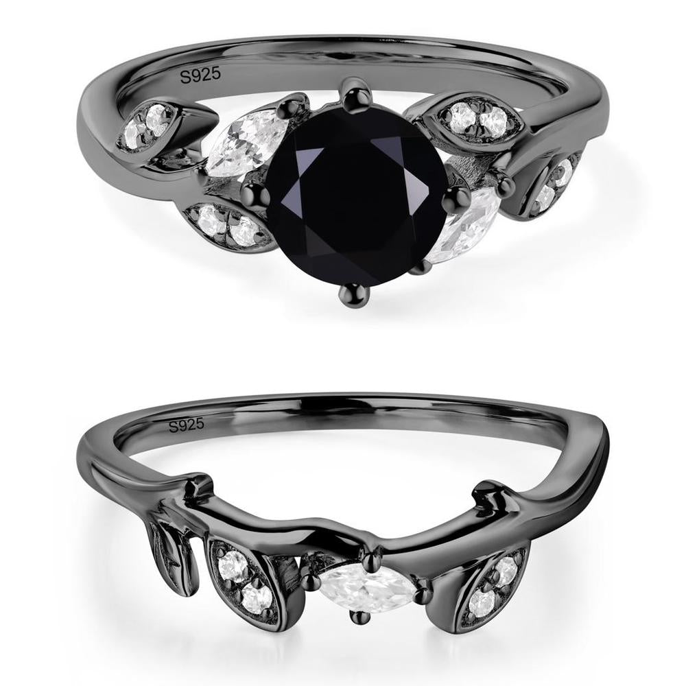 Vine Leaf Black Spinel Engagement Ring - LUO Jewelry #metal_xxxxx