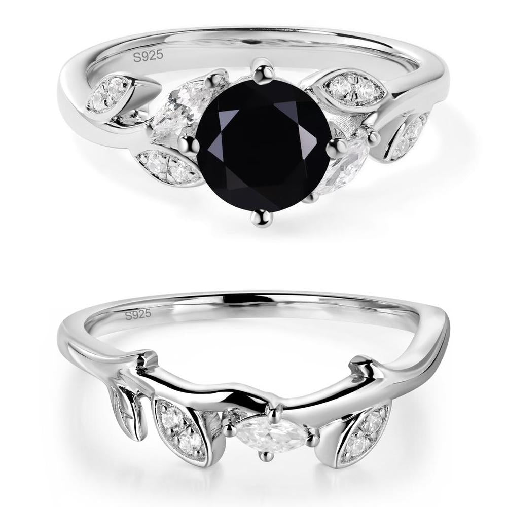 Vine Leaf Black Spinel Engagement Ring - LUO Jewelry #metal_xxxxx