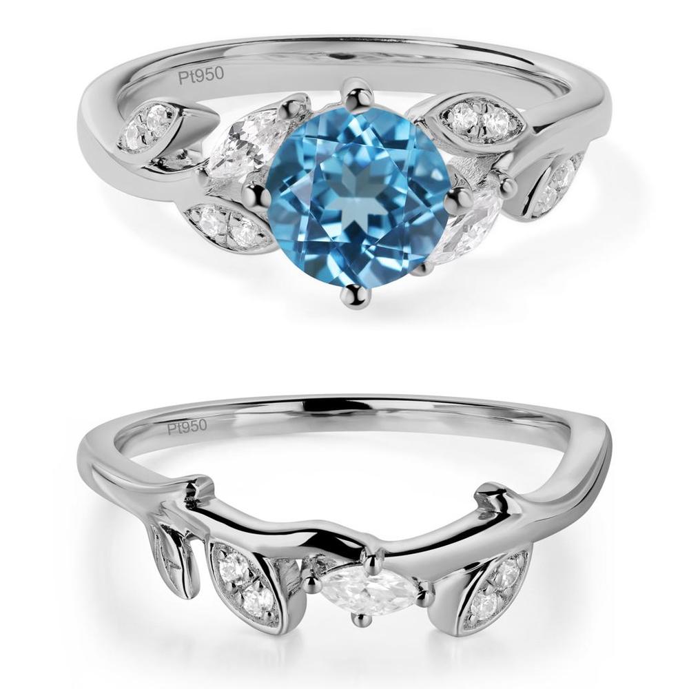 Vine Leaf Swiss Blue Topaz Engagement Ring - LUO Jewelry #metal_xxxxx