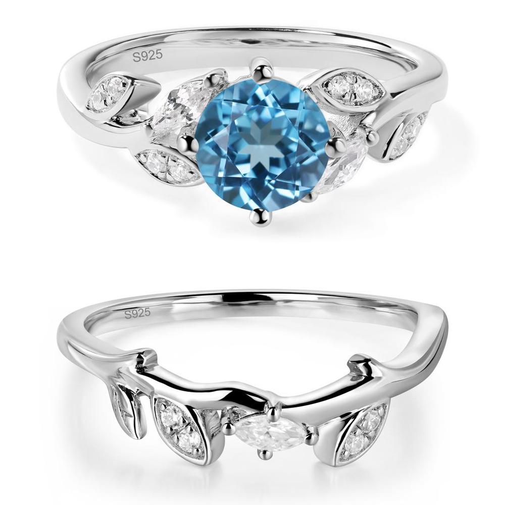 Vine Leaf Swiss Blue Topaz Engagement Ring - LUO Jewelry #metal_xxxxx