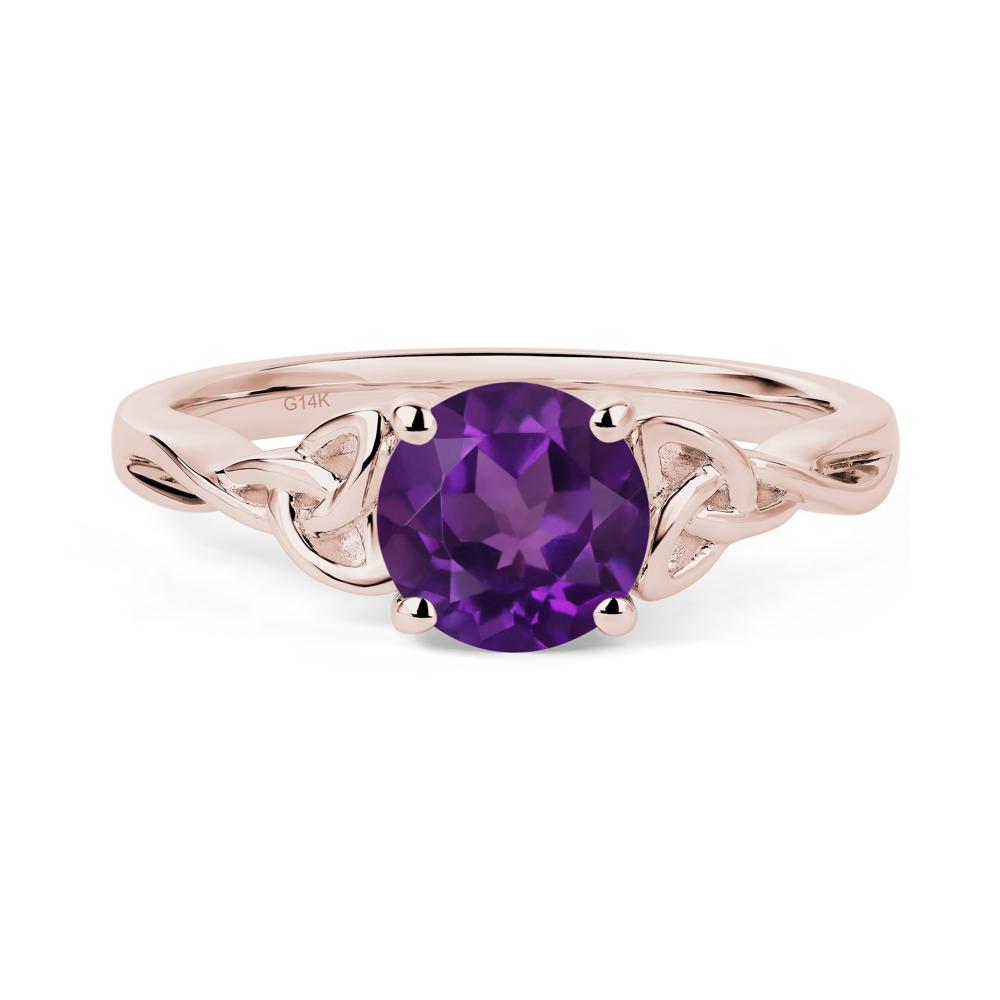 Round Cut Amethyst Celtic Ring - LUO Jewelry #metal_14k rose gold