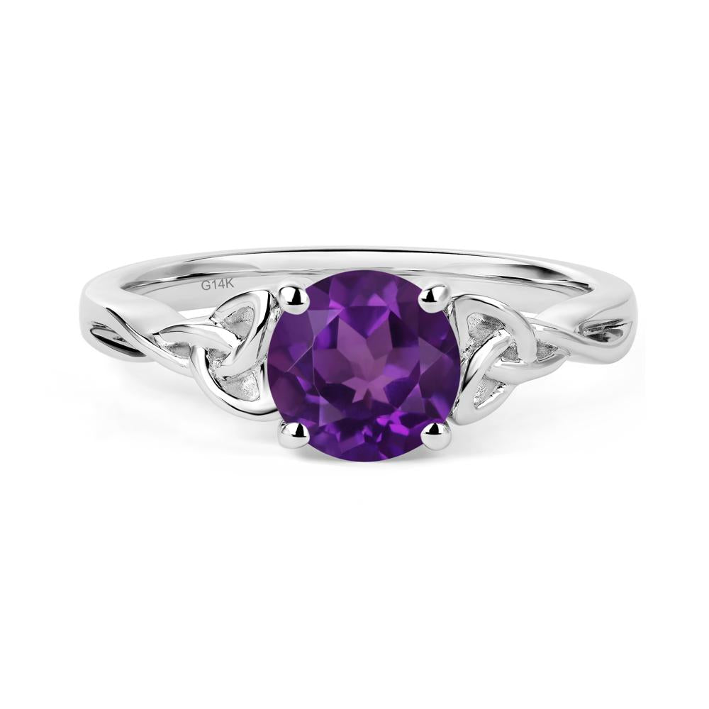 Round Cut Amethyst Celtic Ring - LUO Jewelry #metal_14k white gold