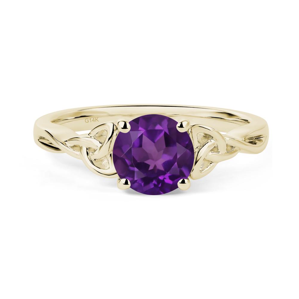 Round Cut Amethyst Celtic Ring - LUO Jewelry #metal_14k yellow gold