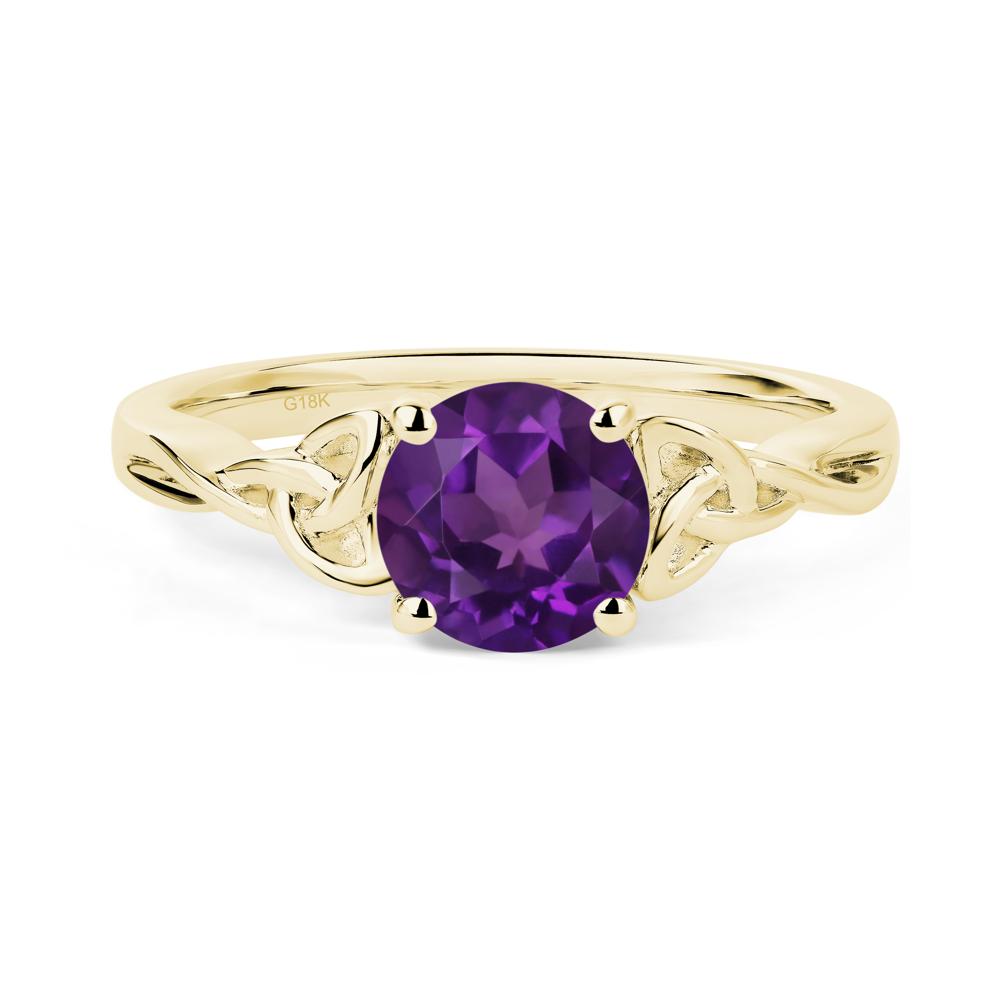 Round Cut Amethyst Celtic Ring - LUO Jewelry #metal_18k yellow gold