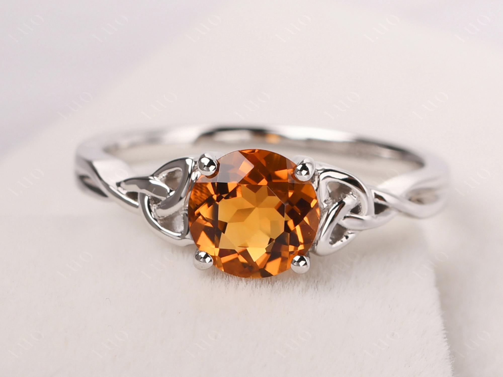 Round Cut Citrine Celtic Ring - LUO Jewelry 