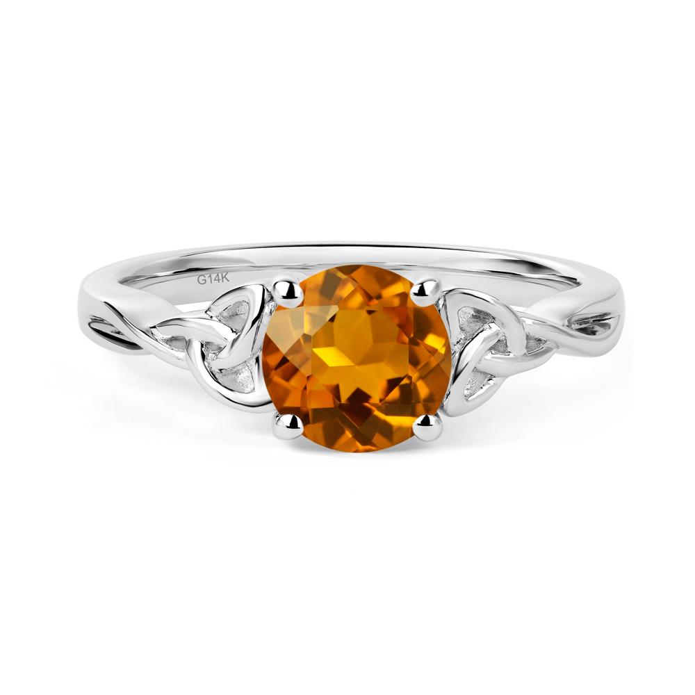 Round Cut Citrine Celtic Ring - LUO Jewelry #metal_14k white gold