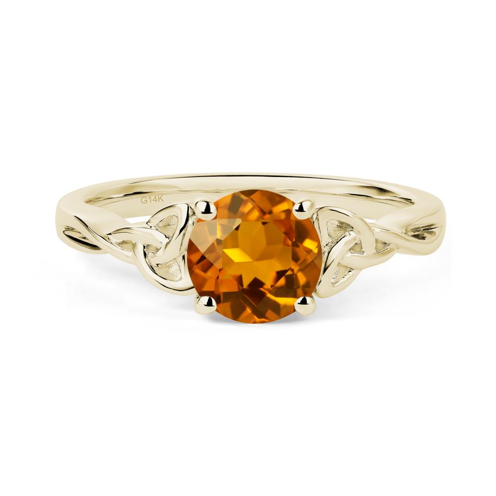 Round Cut Citrine Celtic Ring - LUO Jewelry #metal_14k yellow gold