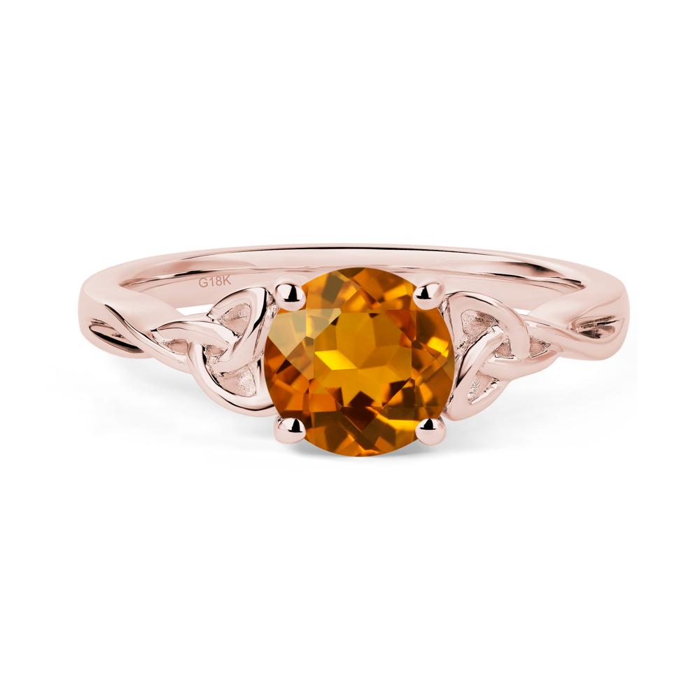 Round Cut Citrine Celtic Ring - LUO Jewelry #metal_18k rose gold