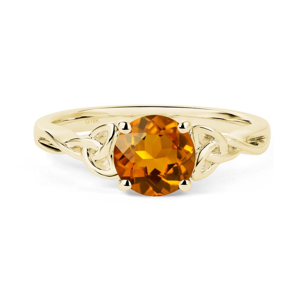 Round Cut Citrine Celtic Ring - LUO Jewelry #metal_18k yellow gold