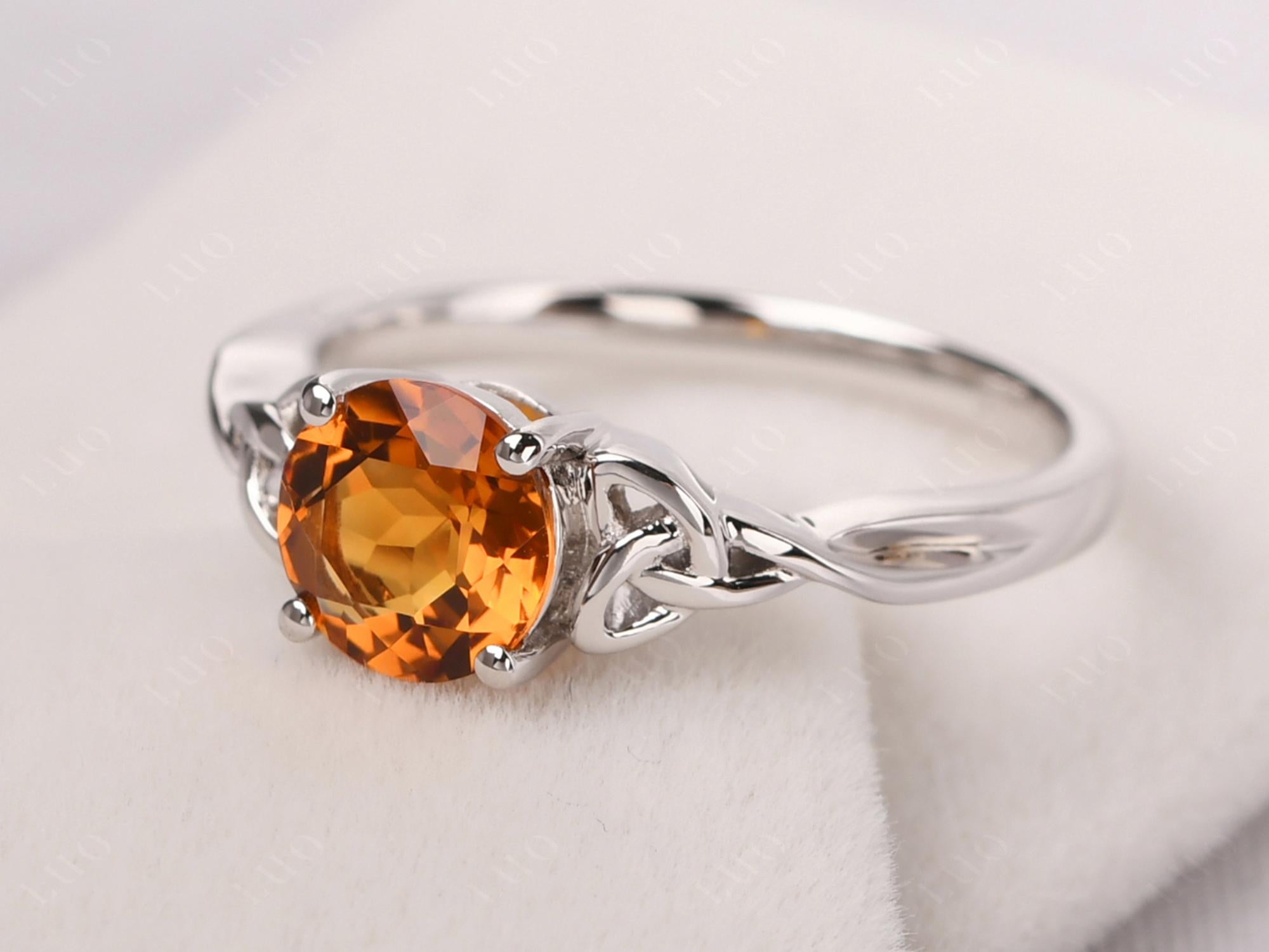 Round Cut Citrine Celtic Ring - LUO Jewelry 