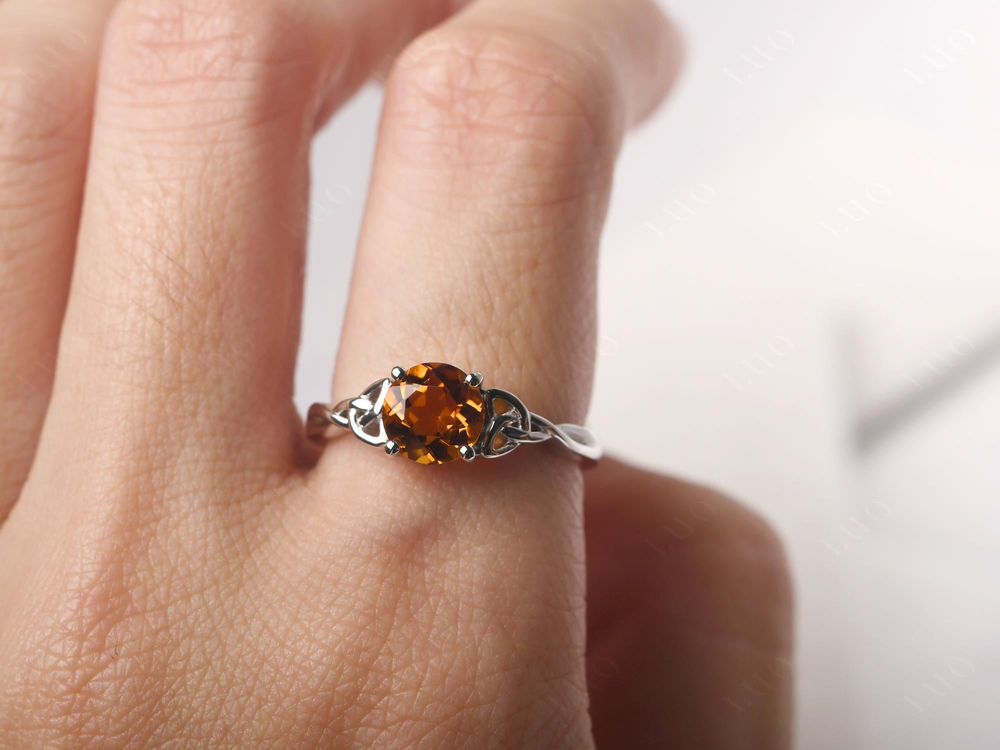 Round Cut Citrine Celtic Ring - LUO Jewelry 