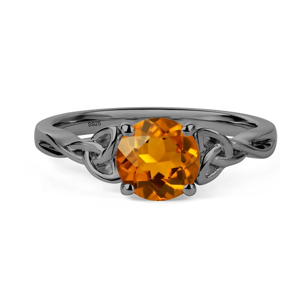 Round Cut Citrine Celtic Ring - LUO Jewelry #metal_black finish sterling silver