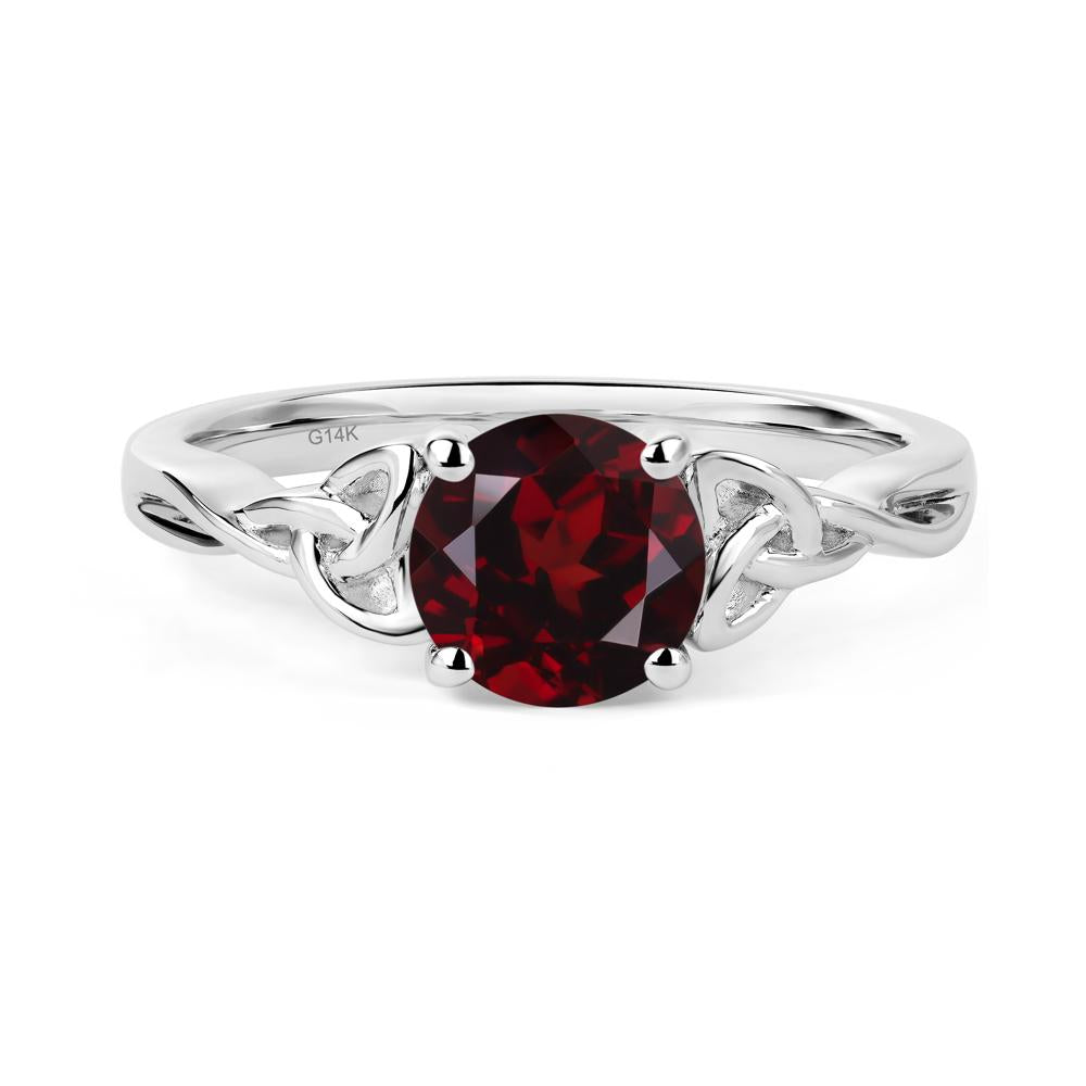 Round Cut Garnet Celtic Ring - LUO Jewelry #metal_14k white gold