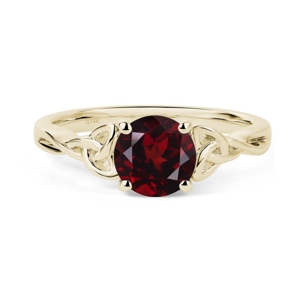 Round Cut Garnet Celtic Ring - LUO Jewelry #metal_14k yellow gold