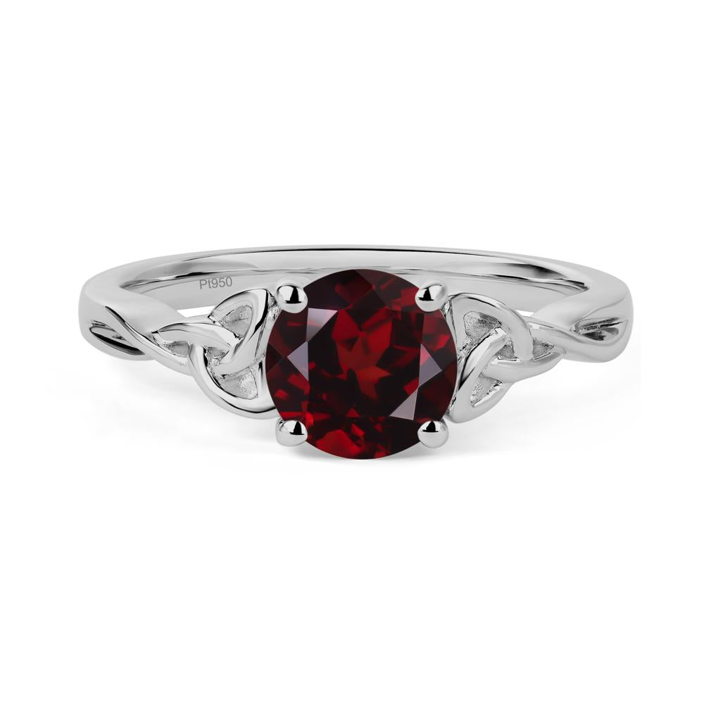 Round Cut Garnet Celtic Ring - LUO Jewelry #metal_platinum