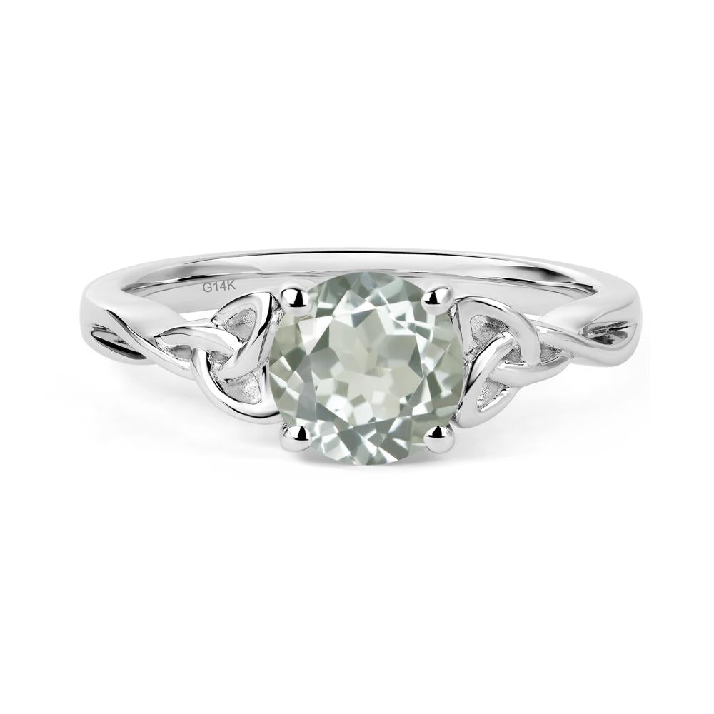 Round Cut Green Amethyst Celtic Ring - LUO Jewelry #metal_14k white gold