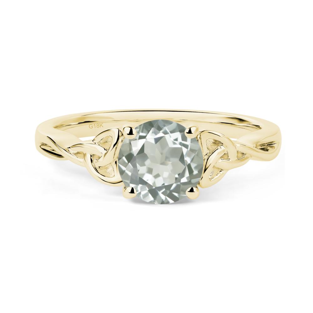 Round Cut Green Amethyst Celtic Ring - LUO Jewelry #metal_18k yellow gold