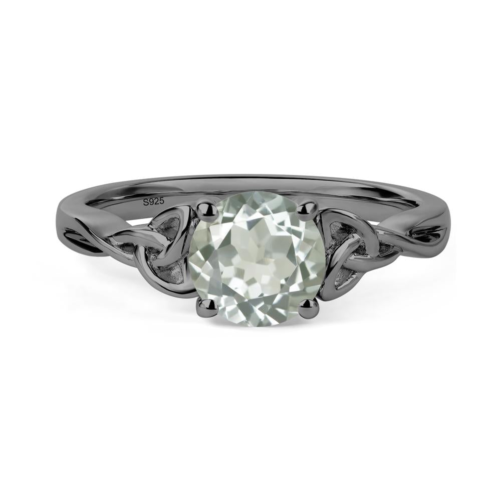 Round Cut Green Amethyst Celtic Ring - LUO Jewelry #metal_black finish sterling silver