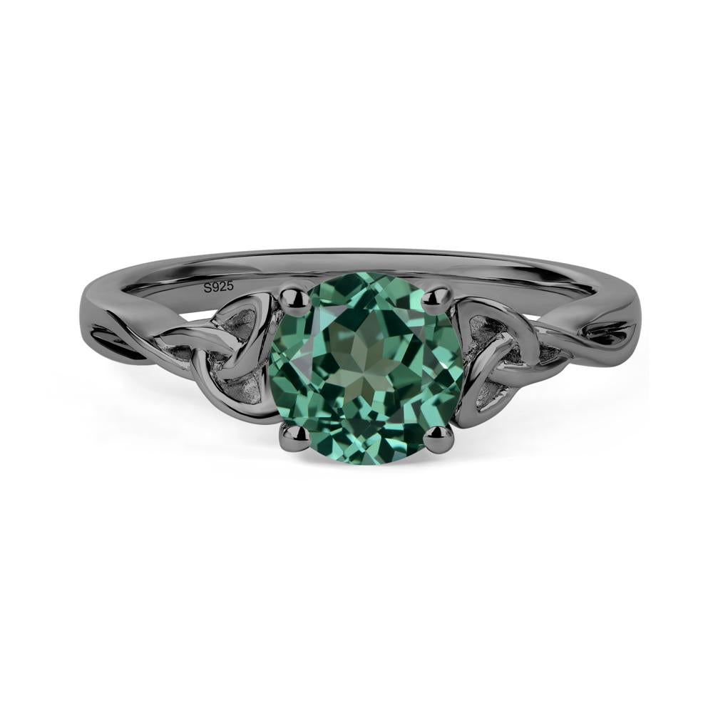 Round Cut Green Sapphire Celtic Ring - LUO Jewelry #metal_black finish sterling silver