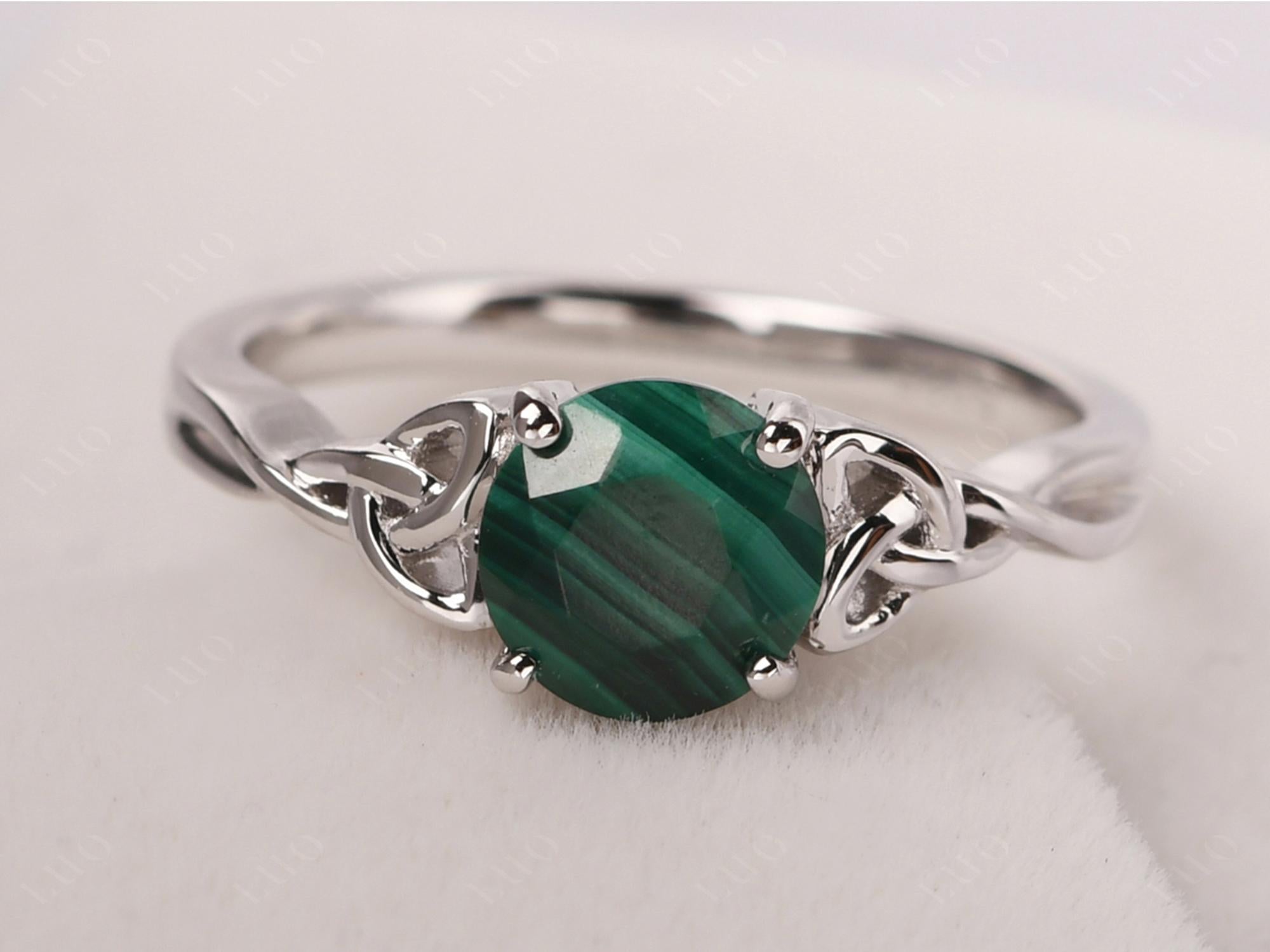 Round Cut Malachite Celtic Ring - LUO Jewelry 