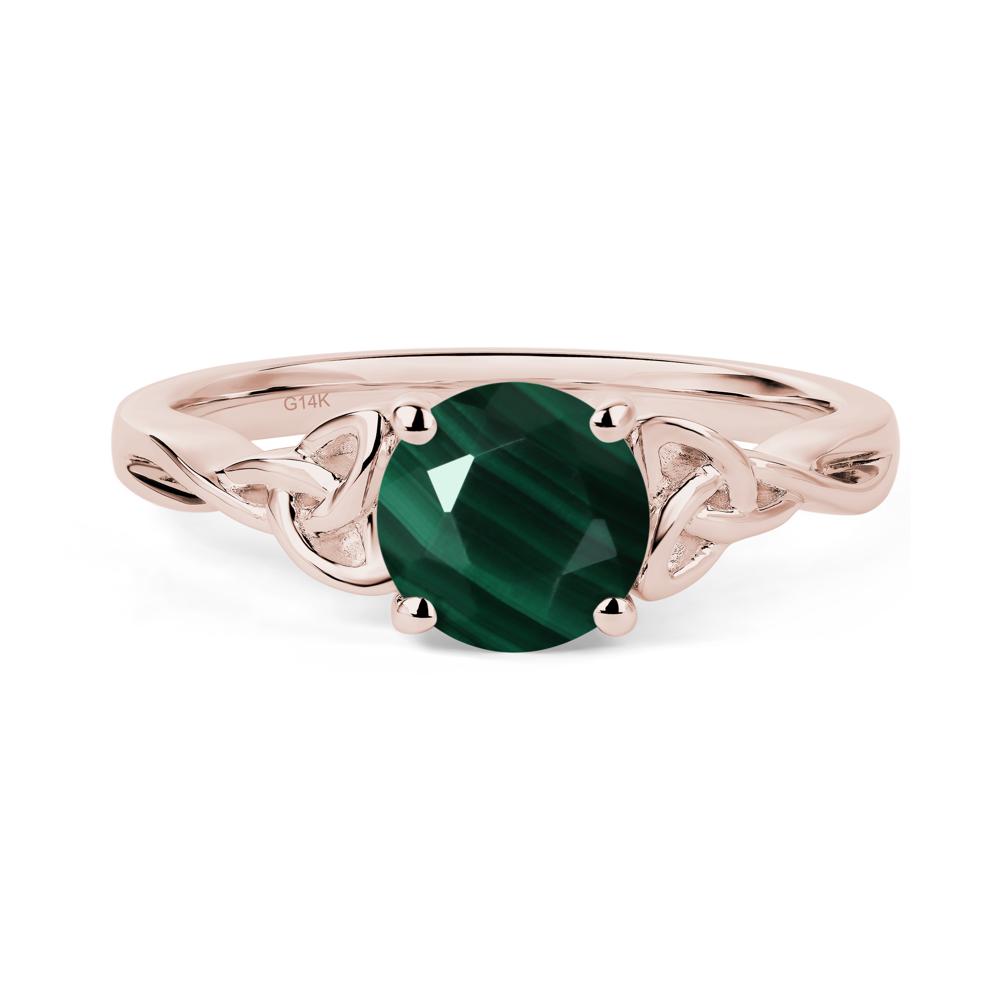 Round Cut Malachite Celtic Ring - LUO Jewelry #metal_14k rose gold