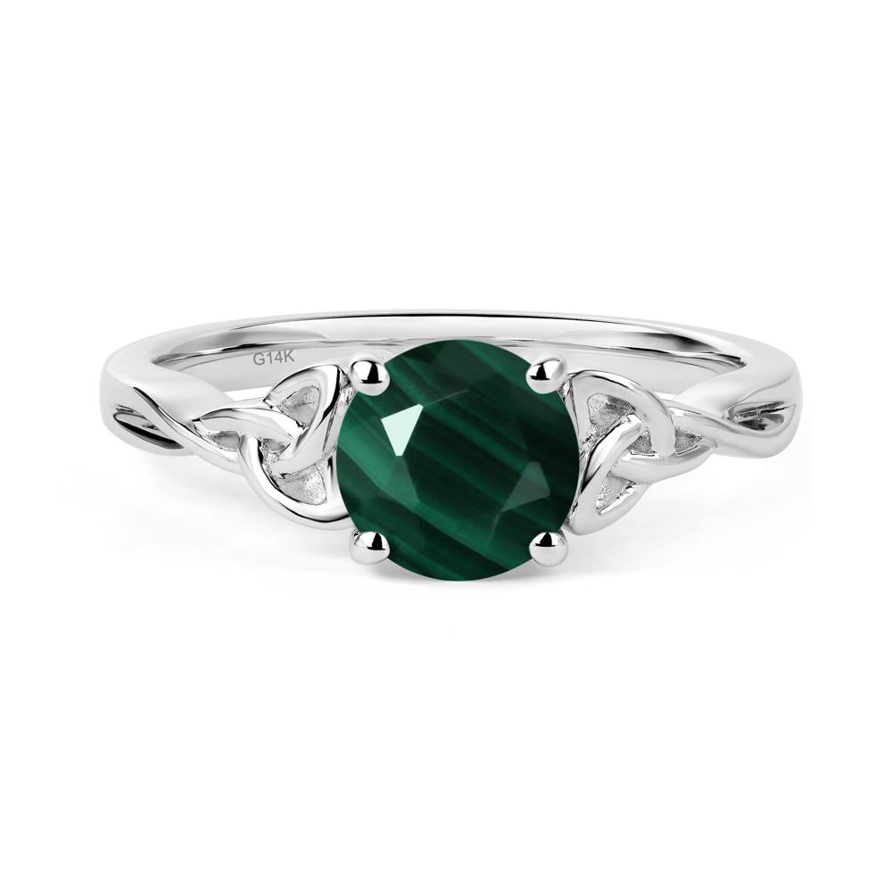 Round Cut Malachite Celtic Ring - LUO Jewelry #metal_14k white gold