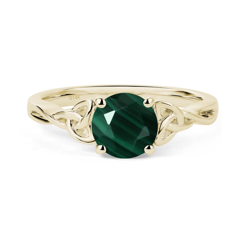 Round Cut Malachite Celtic Ring - LUO Jewelry #metal_14k yellow gold