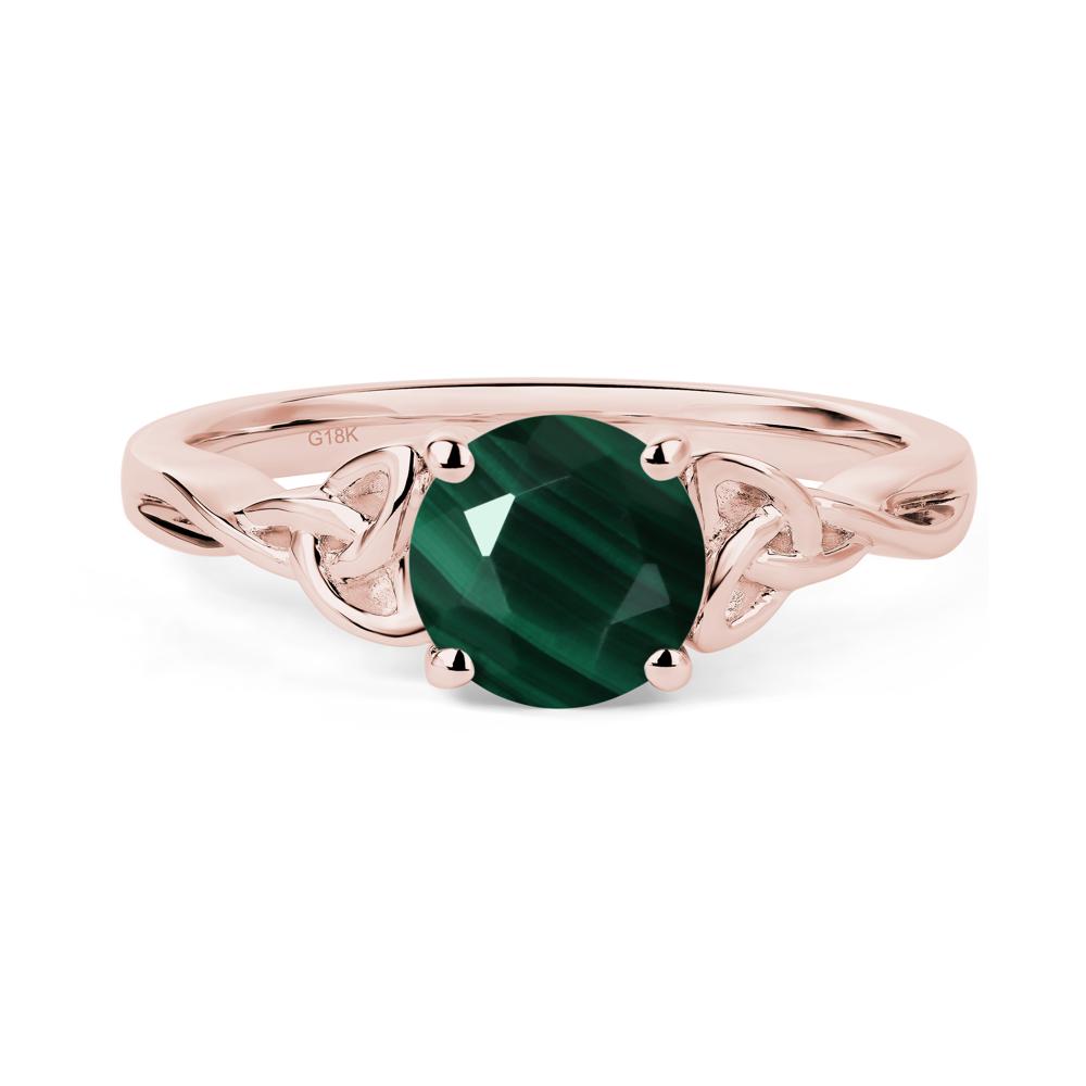 Round Cut Malachite Celtic Ring - LUO Jewelry #metal_18k rose gold