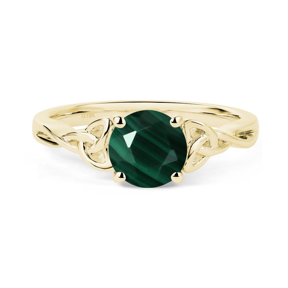 Round Cut Malachite Celtic Ring - LUO Jewelry #metal_18k yellow gold