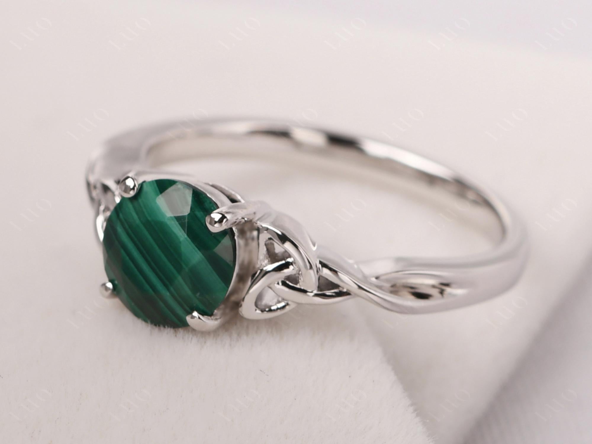 Round Cut Malachite Celtic Ring - LUO Jewelry 