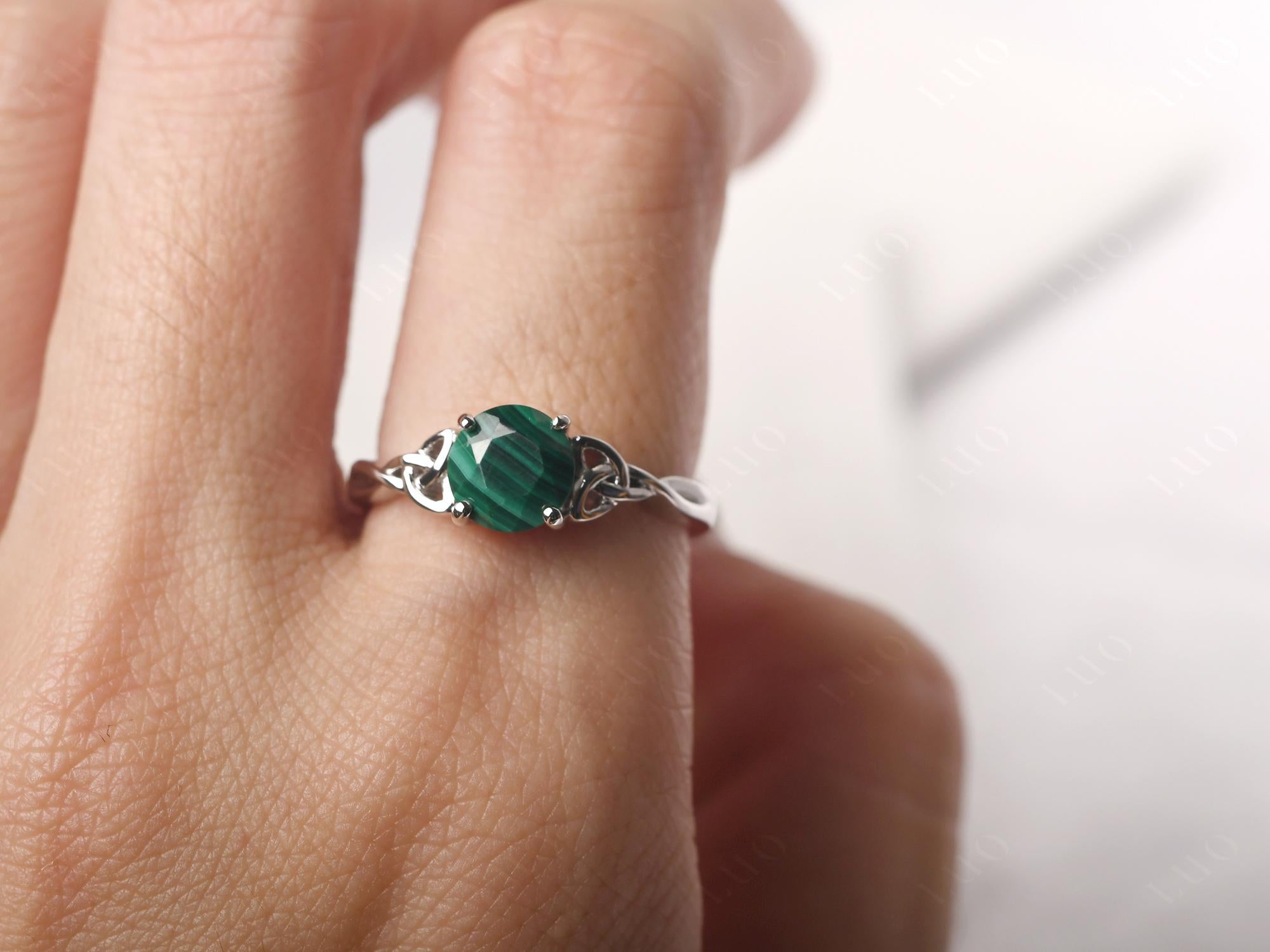 Round Cut Malachite Celtic Ring - LUO Jewelry 