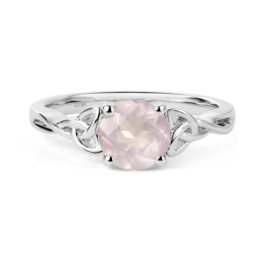 Round Cut Rose Quartz Celtic Ring - LUO Jewelry #metal_18k white gold