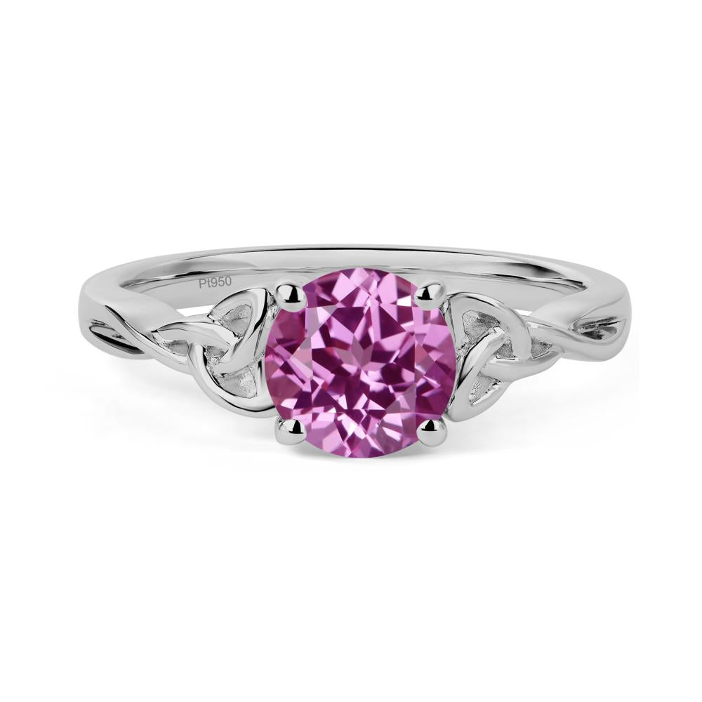 Round Cut Pink Sapphire Celtic Ring - LUO Jewelry #metal_platinum