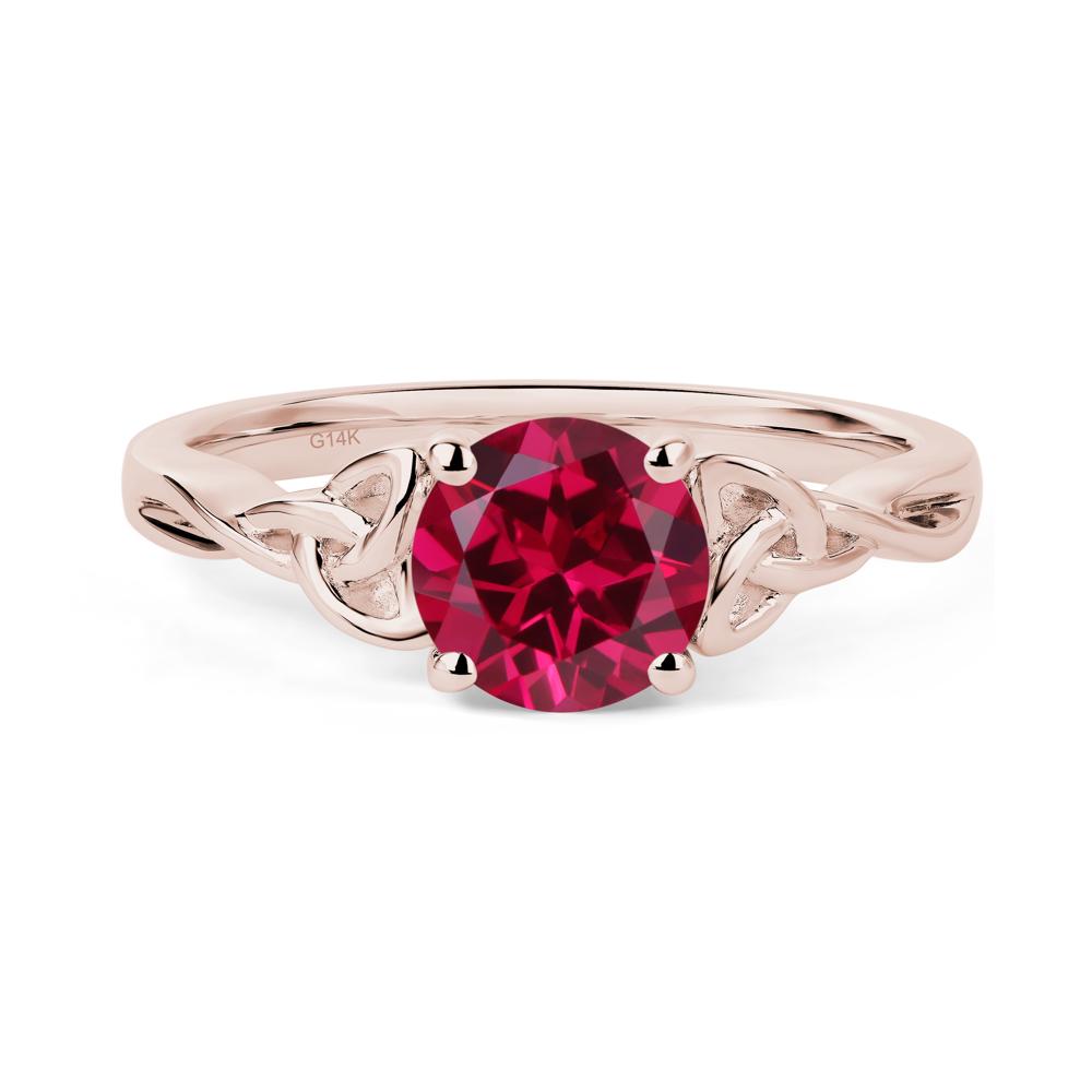 Round Cut Ruby Celtic Ring - LUO Jewelry #metal_14k rose gold