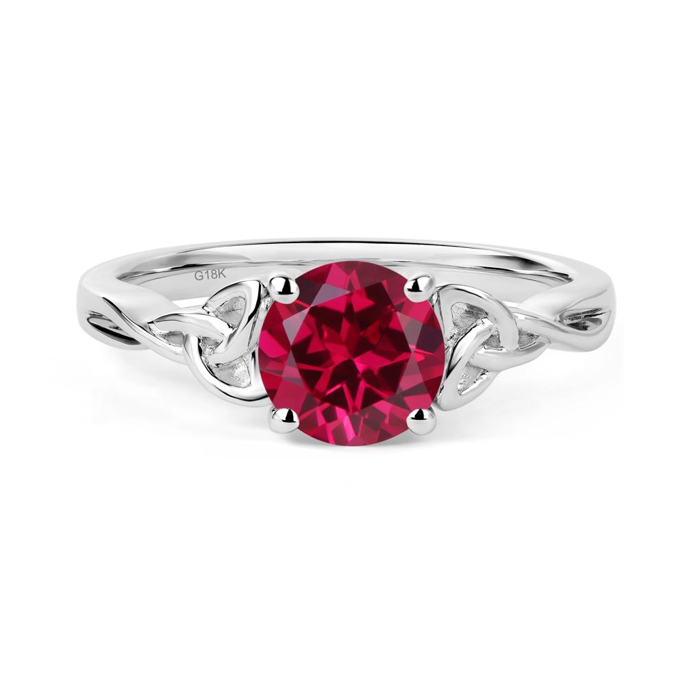 Round Cut Ruby Celtic Ring - LUO Jewelry #metal_18k white gold