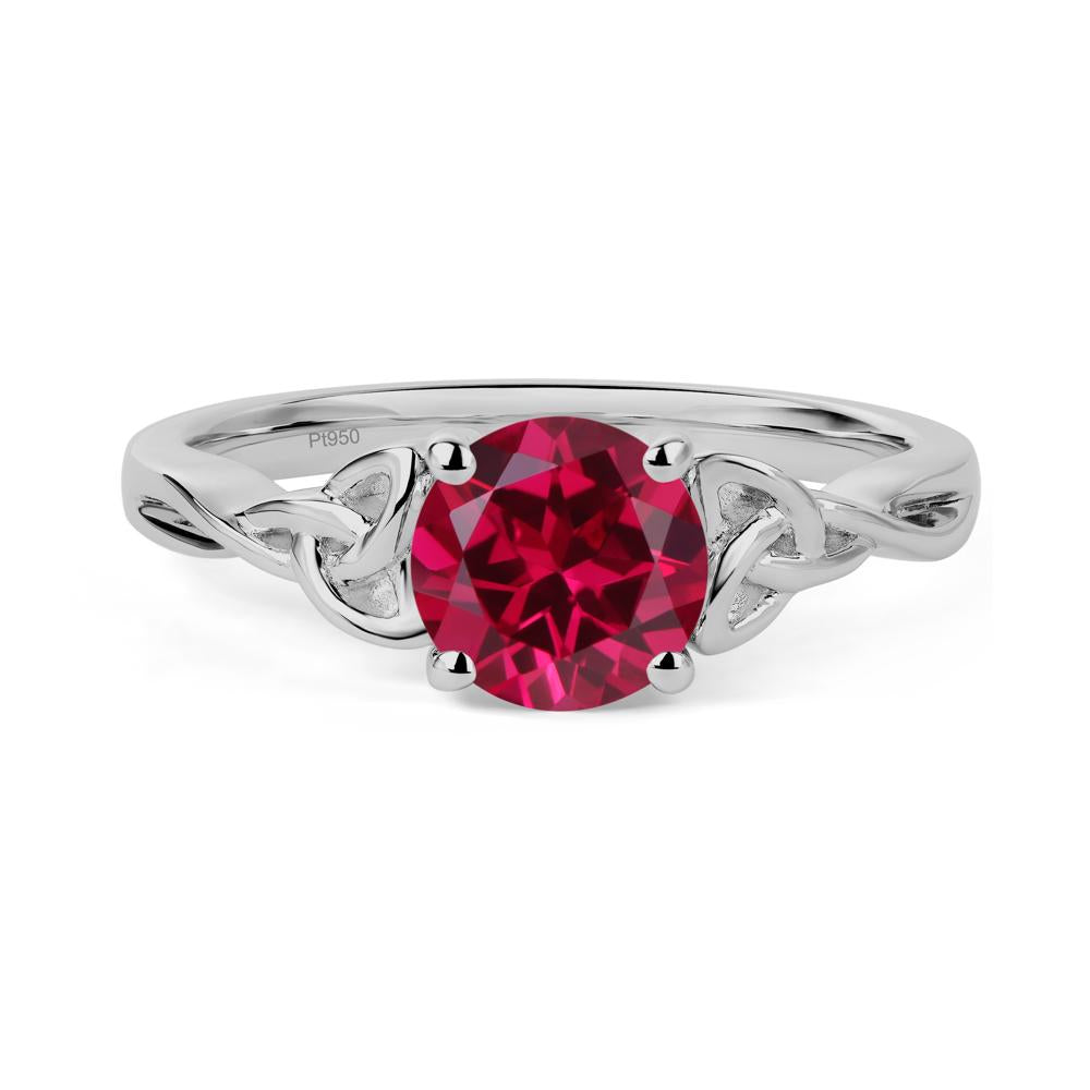 Round Cut Ruby Celtic Ring - LUO Jewelry #metal_platinum