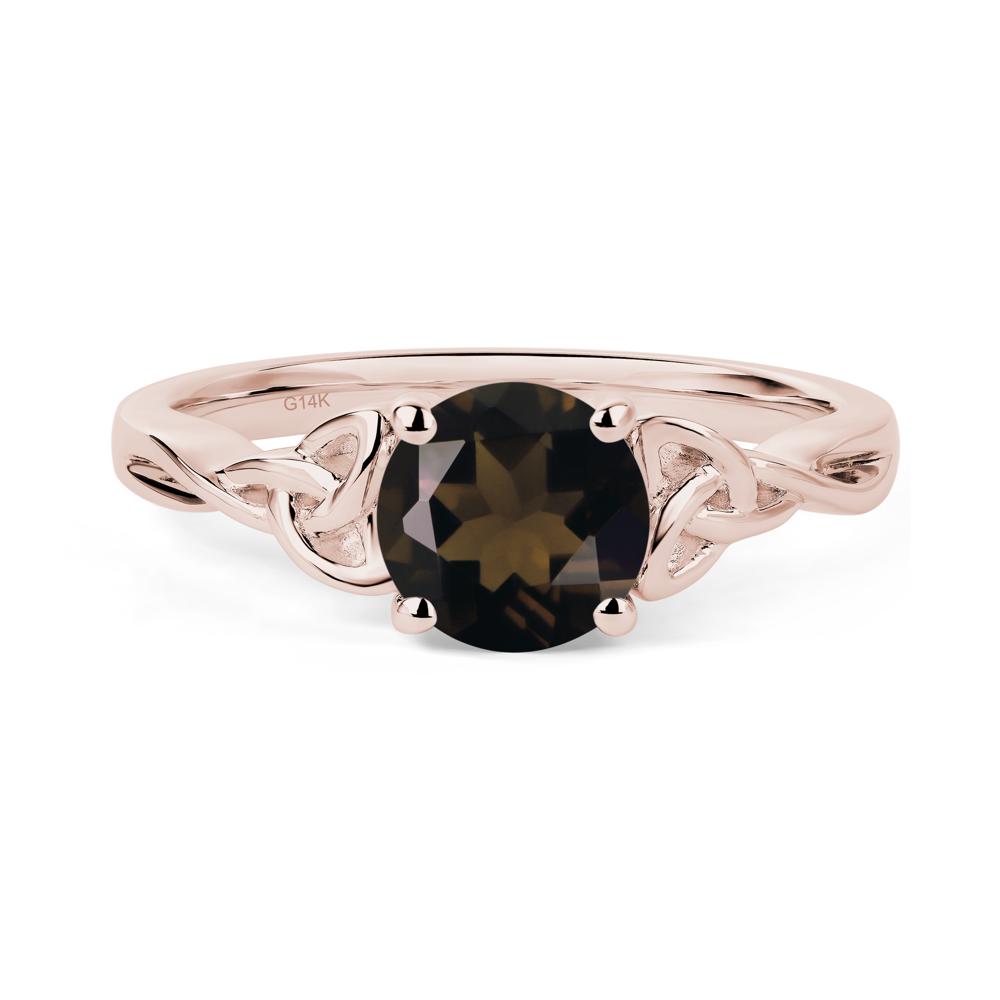 Round Cut Smoky Quartz Celtic Ring - LUO Jewelry #metal_14k rose gold