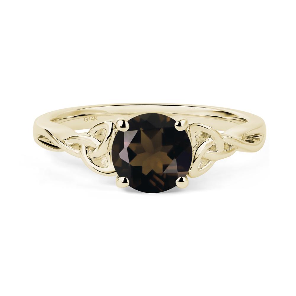 Round Cut Smoky Quartz Celtic Ring - LUO Jewelry #metal_14k yellow gold