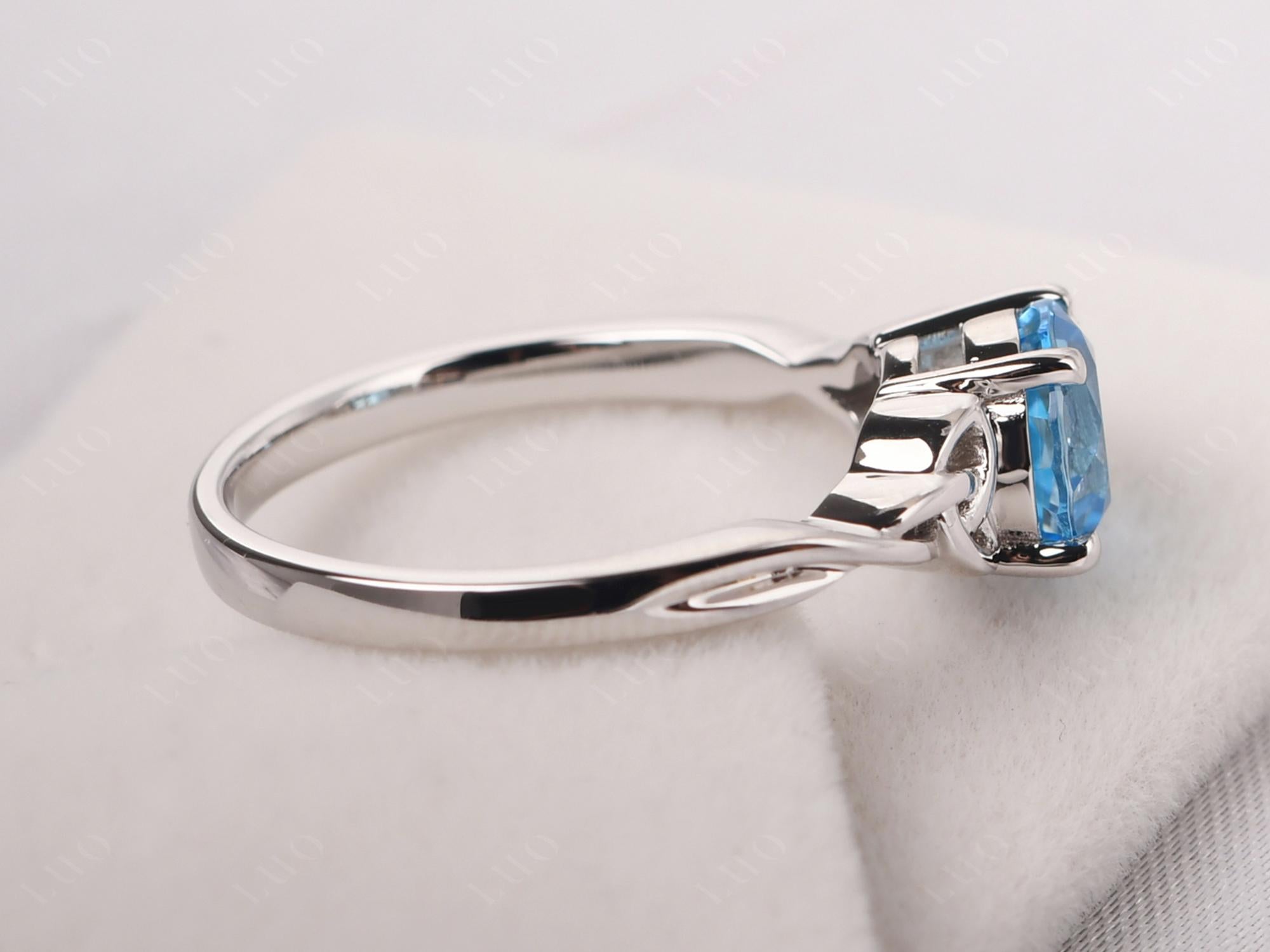 Round Cut Swiss Blue Topaz Celtic Ring - LUO Jewelry 