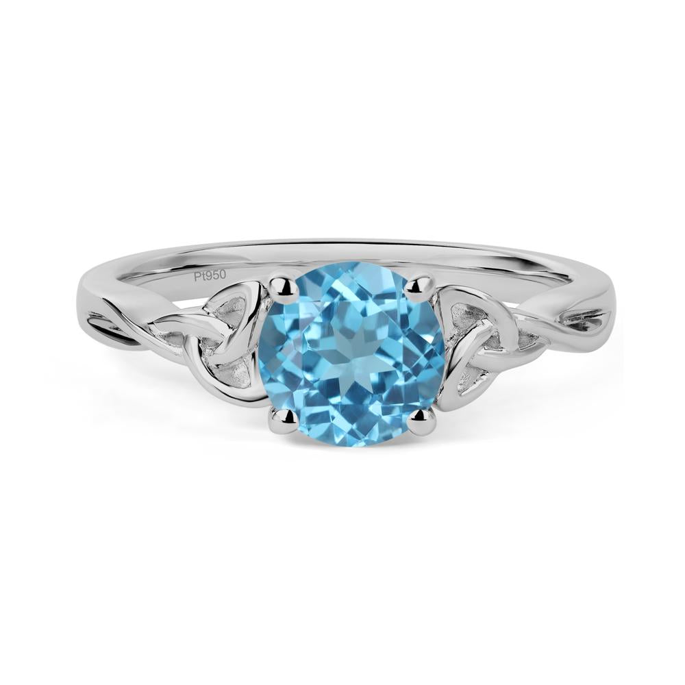 Round Cut Swiss Blue Topaz Celtic Ring - LUO Jewelry #metal_platinum