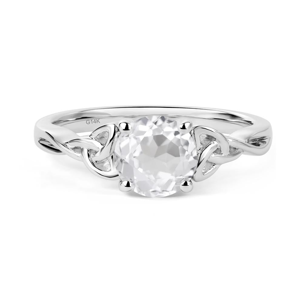 Round Cut White Topaz Celtic Ring - LUO Jewelry #metal_14k white gold