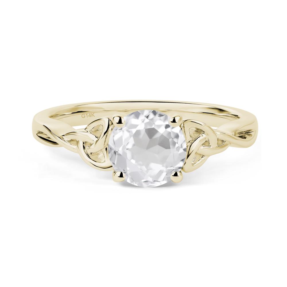 Round Cut White Topaz Celtic Ring - LUO Jewelry #metal_14k yellow gold