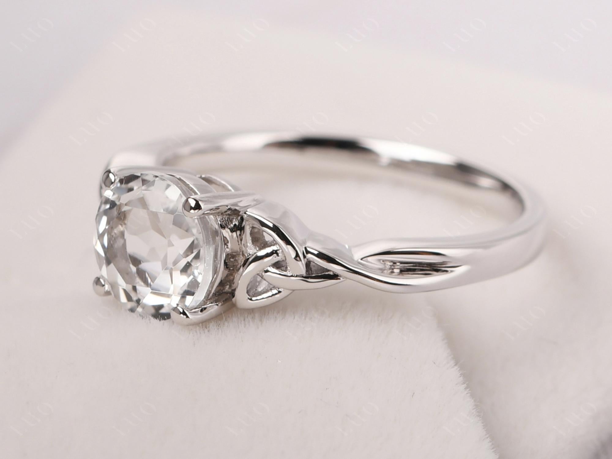 Round Cut White Topaz Celtic Ring - LUO Jewelry 