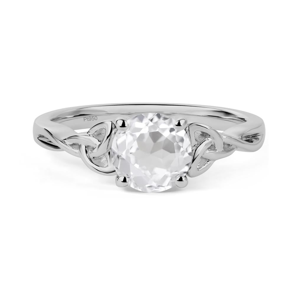 Round Cut White Topaz Celtic Ring - LUO Jewelry #metal_platinum