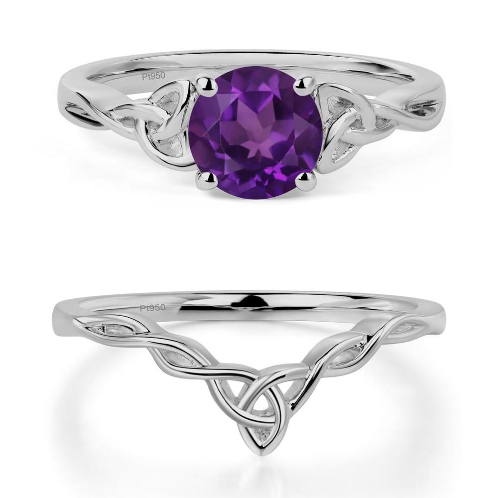 Round Cut Amethyst Celtic Ring - LUO Jewelry #metal_platinum