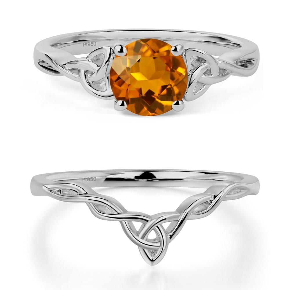 Round Cut Citrine Celtic Ring - LUO Jewelry #metal_platinum