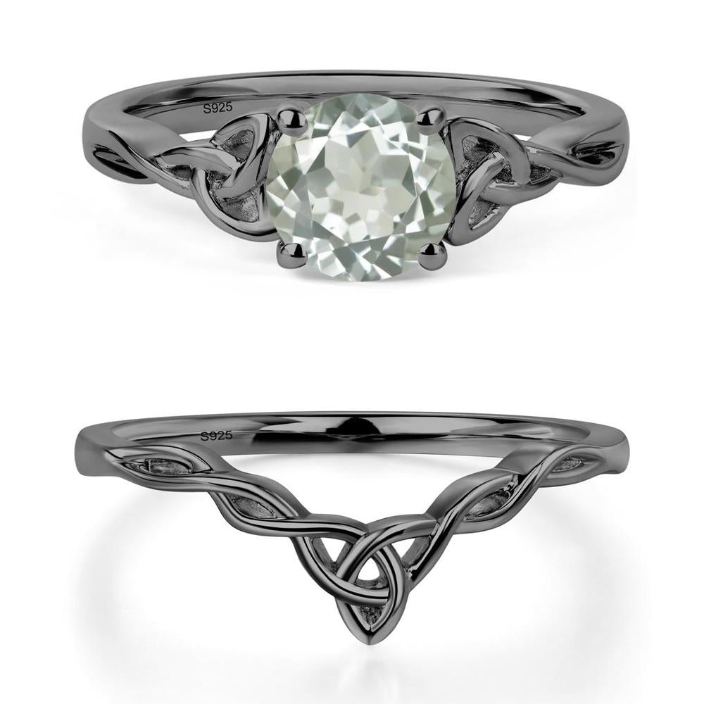 Round Cut Green Amethyst Celtic Ring - LUO Jewelry #metal_black finish sterling silver