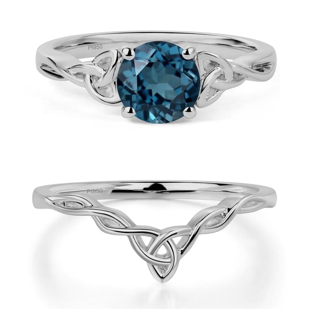 Round Cut London Blue Topaz Celtic Ring - LUO Jewelry #metal_platinum