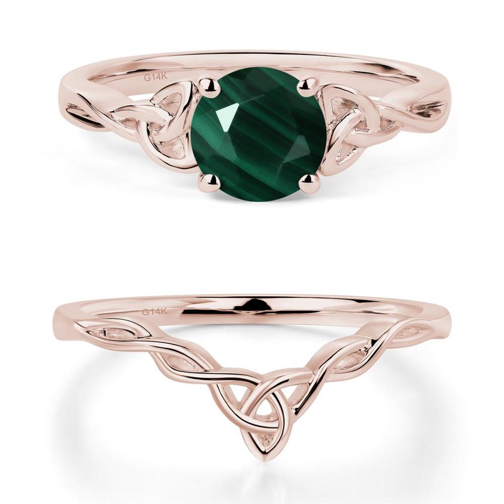 Round Cut Malachite Celtic Ring - LUO Jewelry #metal_14k rose gold